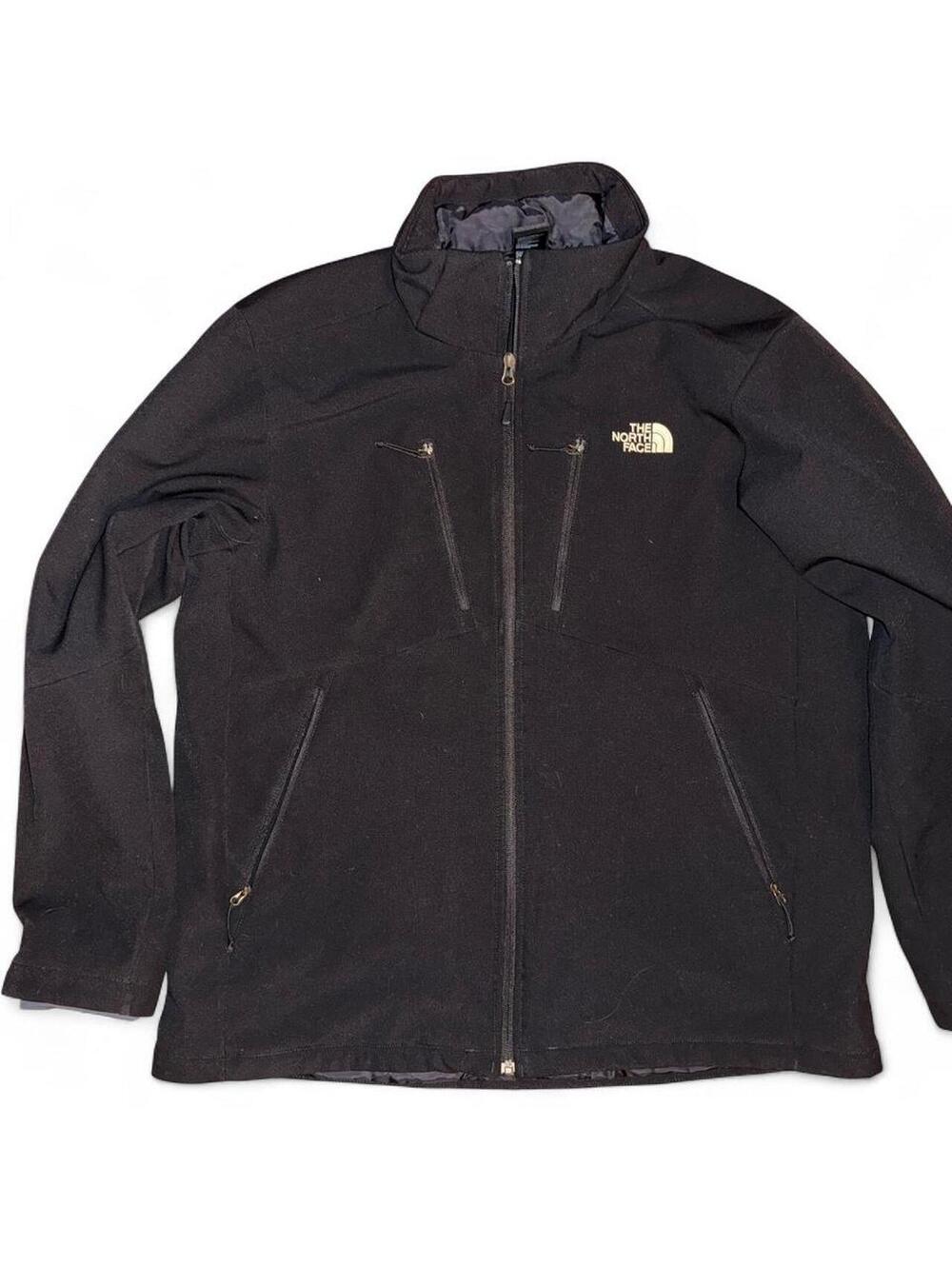 The North Face Men's black full zip softshell jacket sz XL pockets flaw